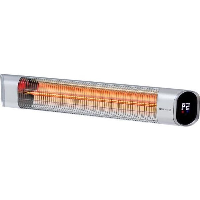 Radiateur infrarouge Chauffage extérieur Blumfeldt Dark Wave - 2000W - 9 niveaux de chauffage - Argent