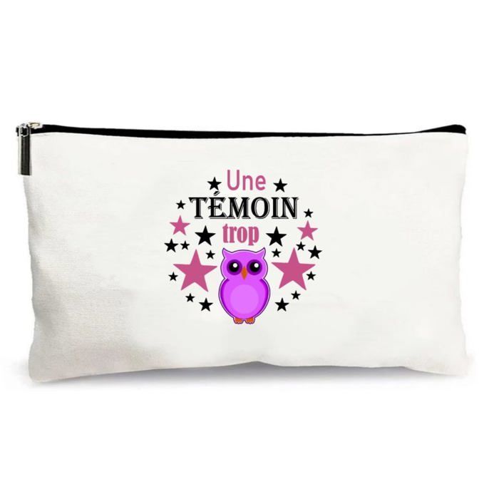 trousse beige une témoin trop chouette cadeau fait main merci école