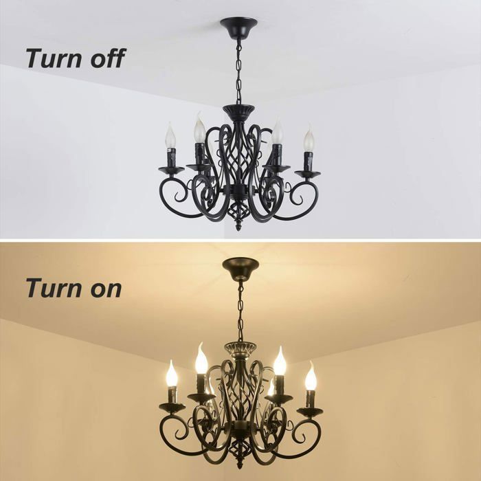 Lampadario Ganeed nero in stile francese, lampadario vintage in metallo a 6 luci per isola cucina, attacco E14