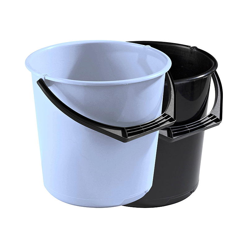 Kunststof emmer 10 l zwart/blauw Eco