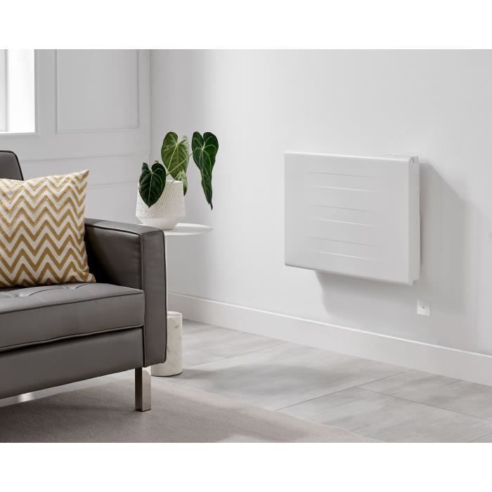 Radiateur électrique fixe à inertie sèche - Double cœur de chauffe - 1000 W - OCEANIC - Blanc mat -NF