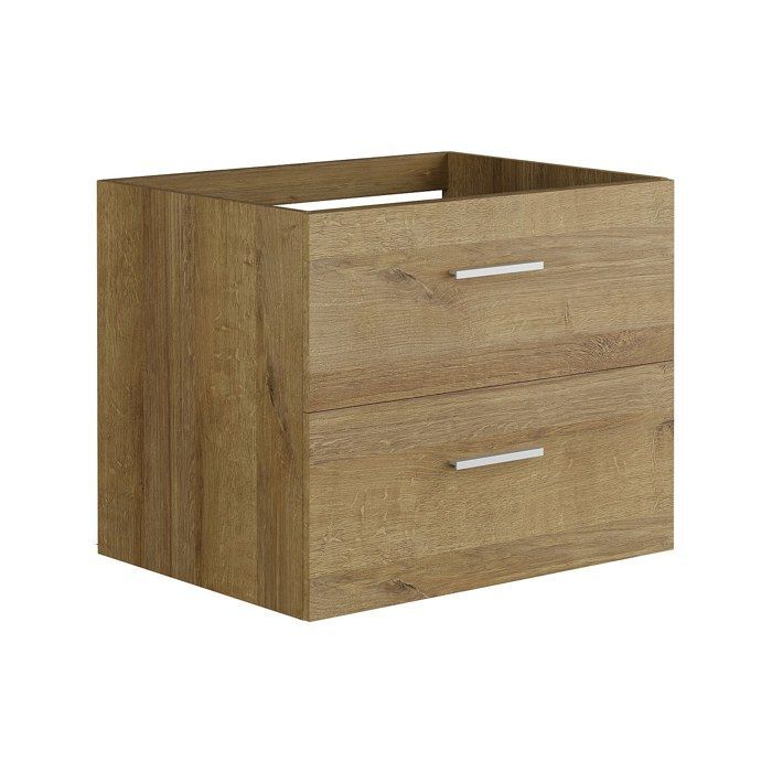 Wandhängender Waschtisch mit einem Waschbecken und Ablagefach – Helle Naturfarbe – 60 cm – KAYLA
