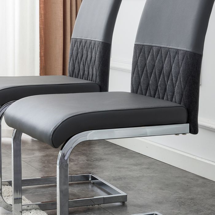 Juego de 4 sillas de comedor modernas, fabricadas en material grueso y resistente a la corrosión, con respaldo de cuero sintético PU y material sintético.