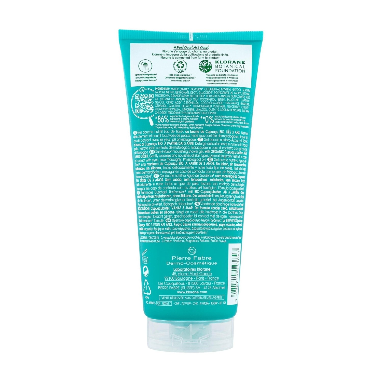 Klorane Gel douche au beurre de Cupuaçu BIO - Eau de Tiaré