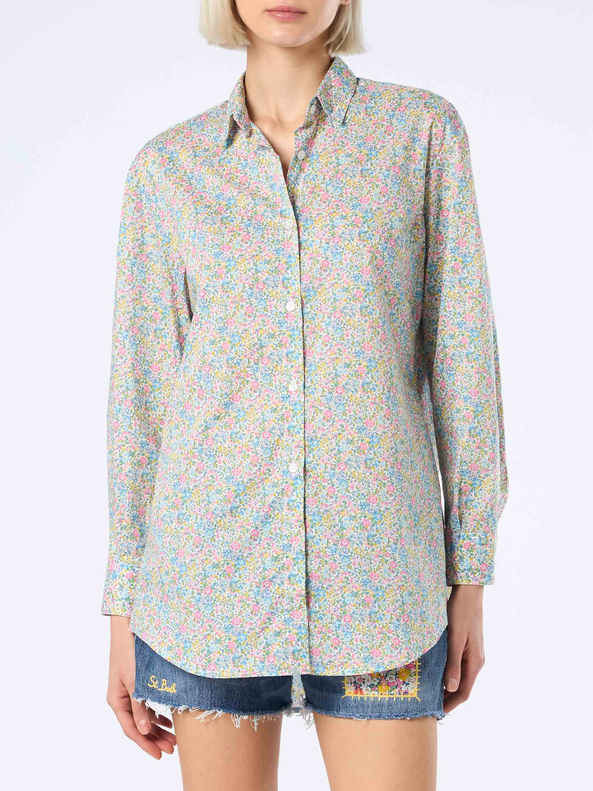 Oversized katoenen damesblouse met Emma & Georgina Brigitt print.