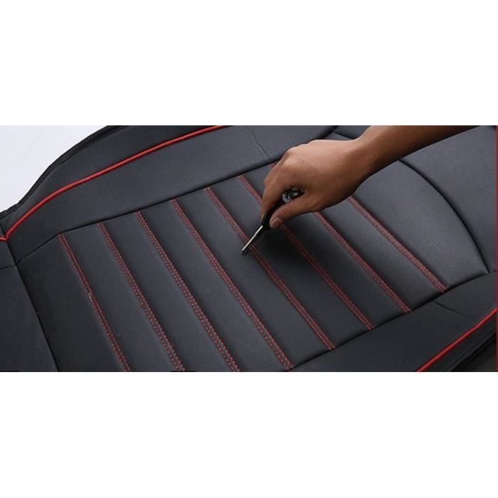Fundas para asientos - Piel sintética ecológica - Negro y rojo - Universal - Compatible con airbag