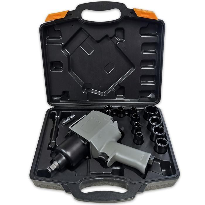 CLE A CHOC PNEUMATIQUE 1/2 850 NM AVEC DOUILLES ET ACCESSOIRES