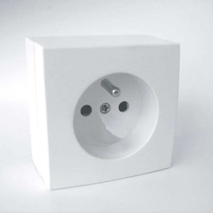 Enchufe Bel'Vue de superficie ZENITECH 2P+E de 16 A - Blanco