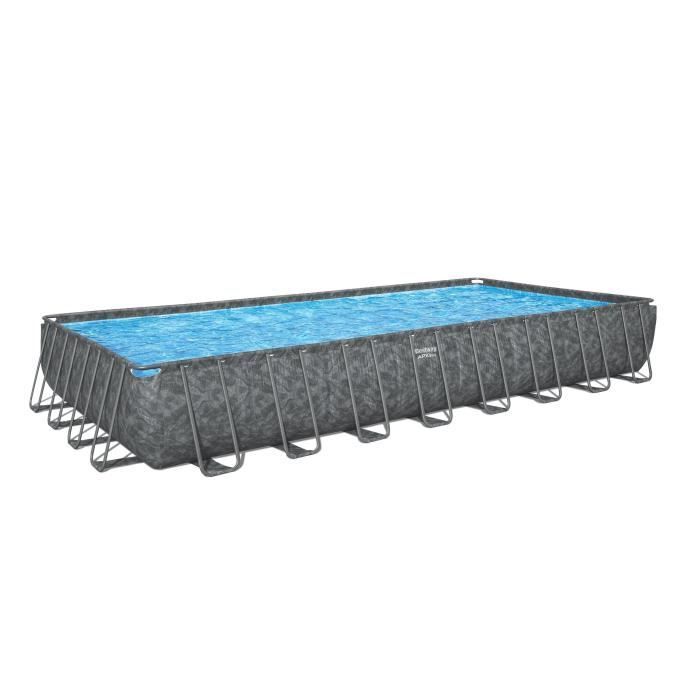 Kit piscine hors sol tubulaire BESTWAY - APX 365 - 956 x 488 x 132 cm - Rectangulaire (Filtre à sable, 500g polysphère, échelle, bâc