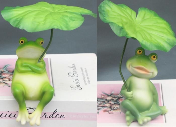 Deux statues de grenouilles de jardin, résistantes aux intempéries, décoration de jardin amusante, grenouille tenant un parapluie
