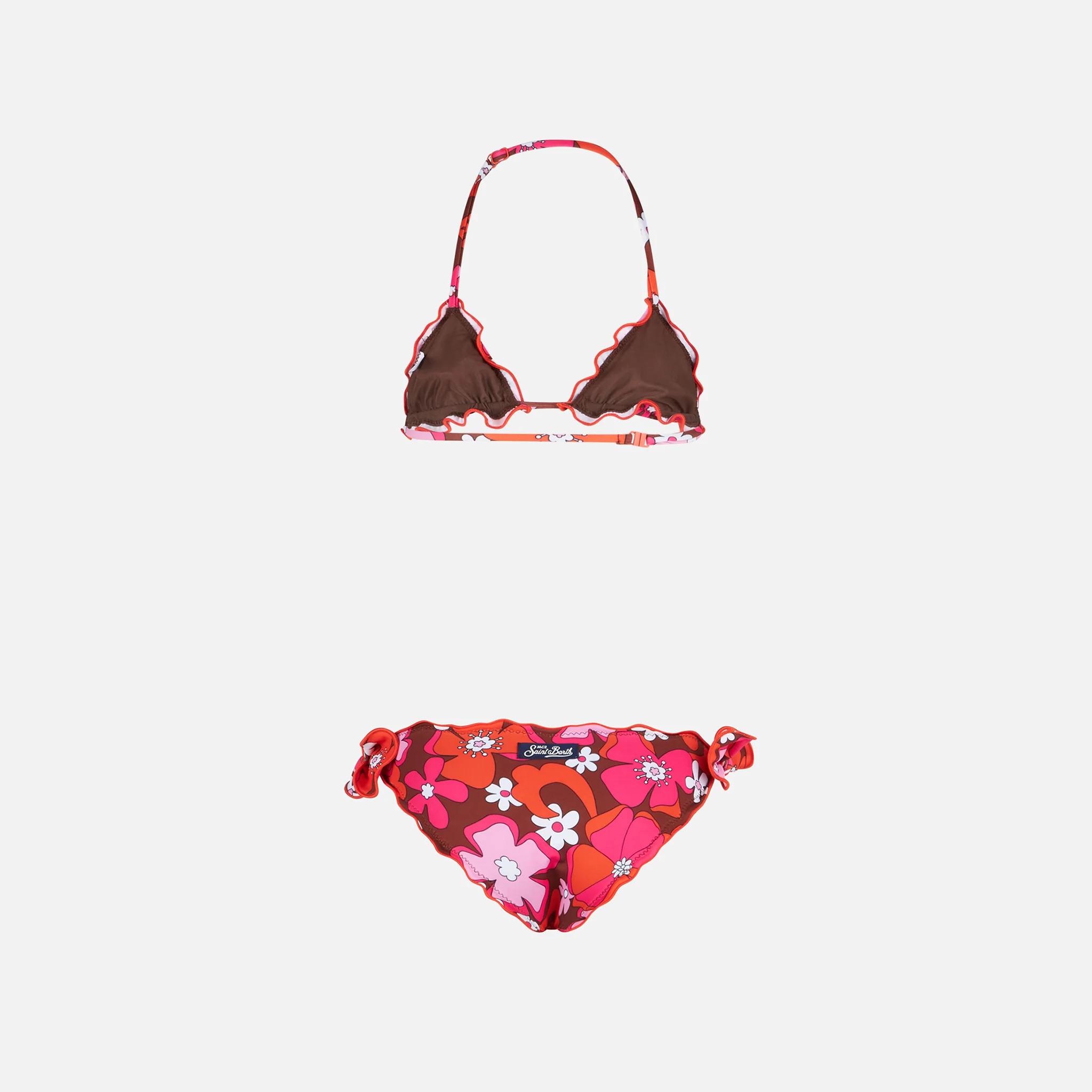 Bikini triangle pour filles à imprimé floral