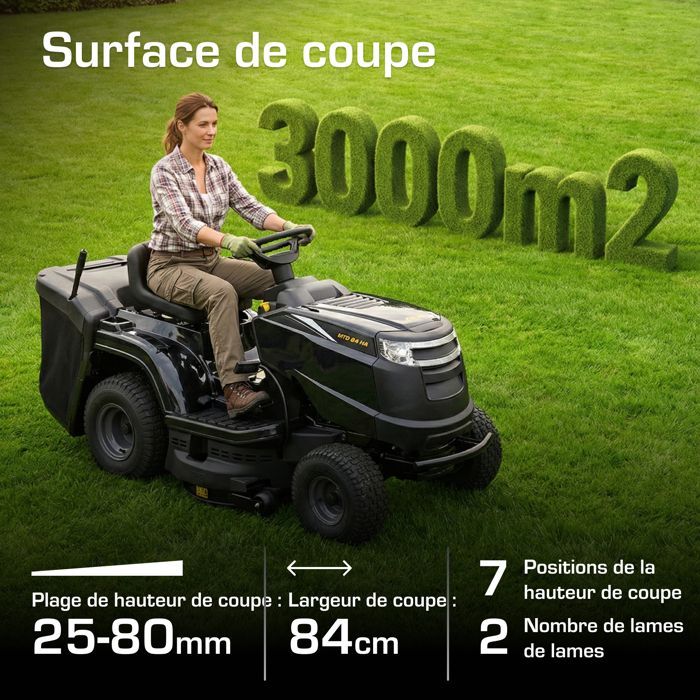 Tractor de jardín – Alpina – AT4 84 HA – 6,3 kW, ancho de corte de 84 cm, recogedor de hierba de 200 L, transmisión hidrostática, hasta 3000 m²