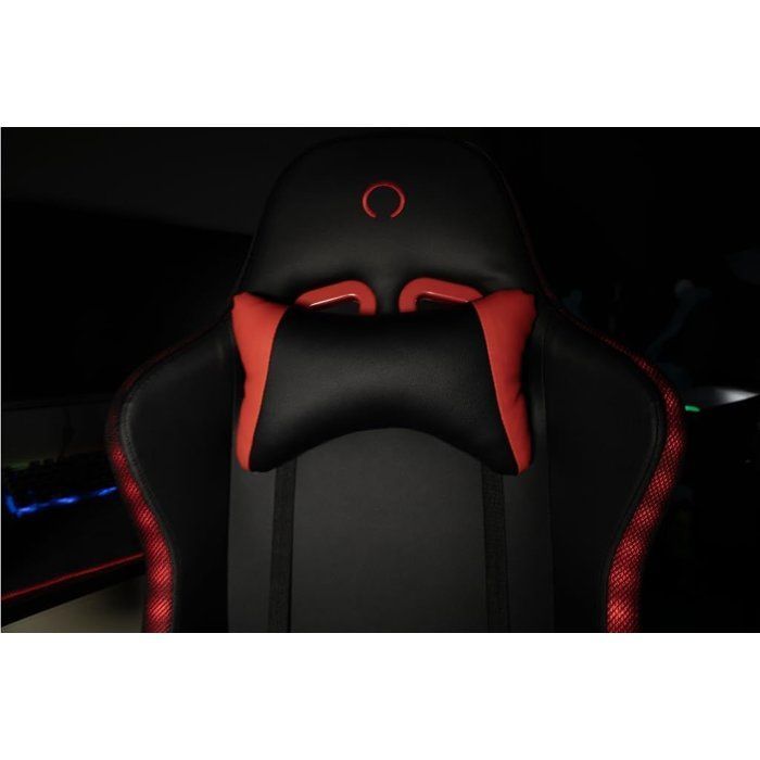 Silla gaming KONIX - Phantom - Iluminación RGB - Reclinación de 135° - Material sintético - Cojines lumbares y cervicales - Color negro