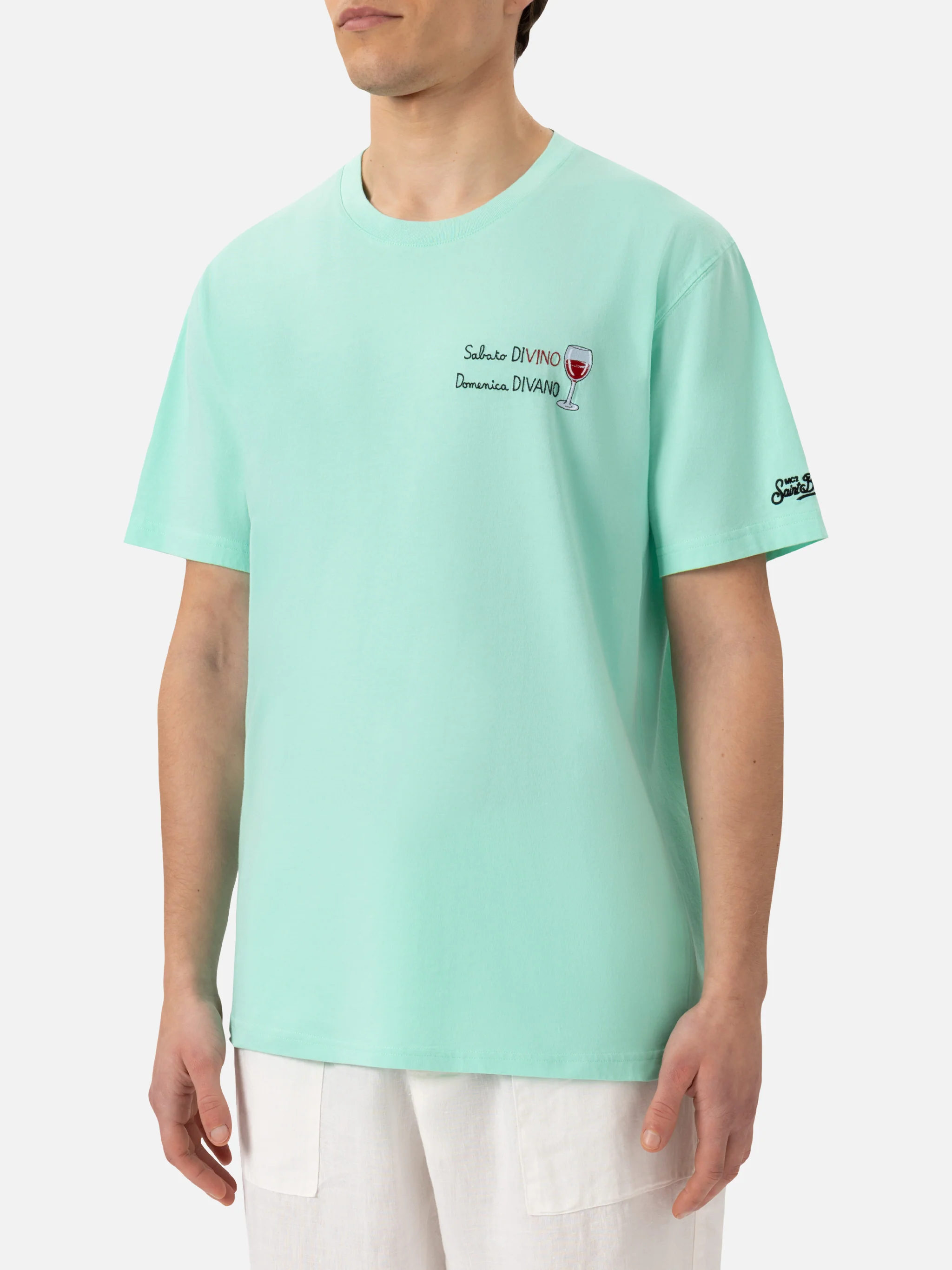 T-shirt Portofino in jersey di cotone classic fit con ricamo Sabato Di