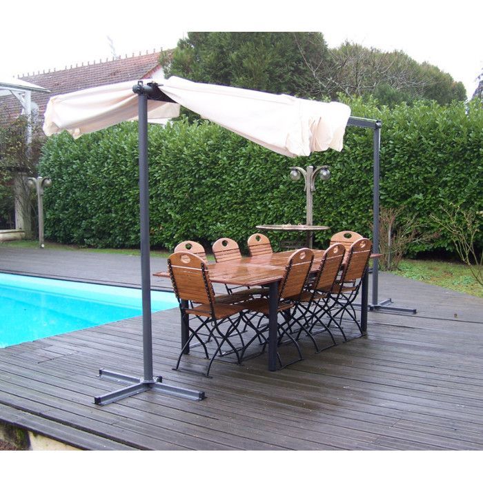 Pérgola con dosel de 3,60 x 2,50 m, gris antracita, 9 m2, lona giratoria y extensible de 200 g/m2 PER2535M Habrita Foresta