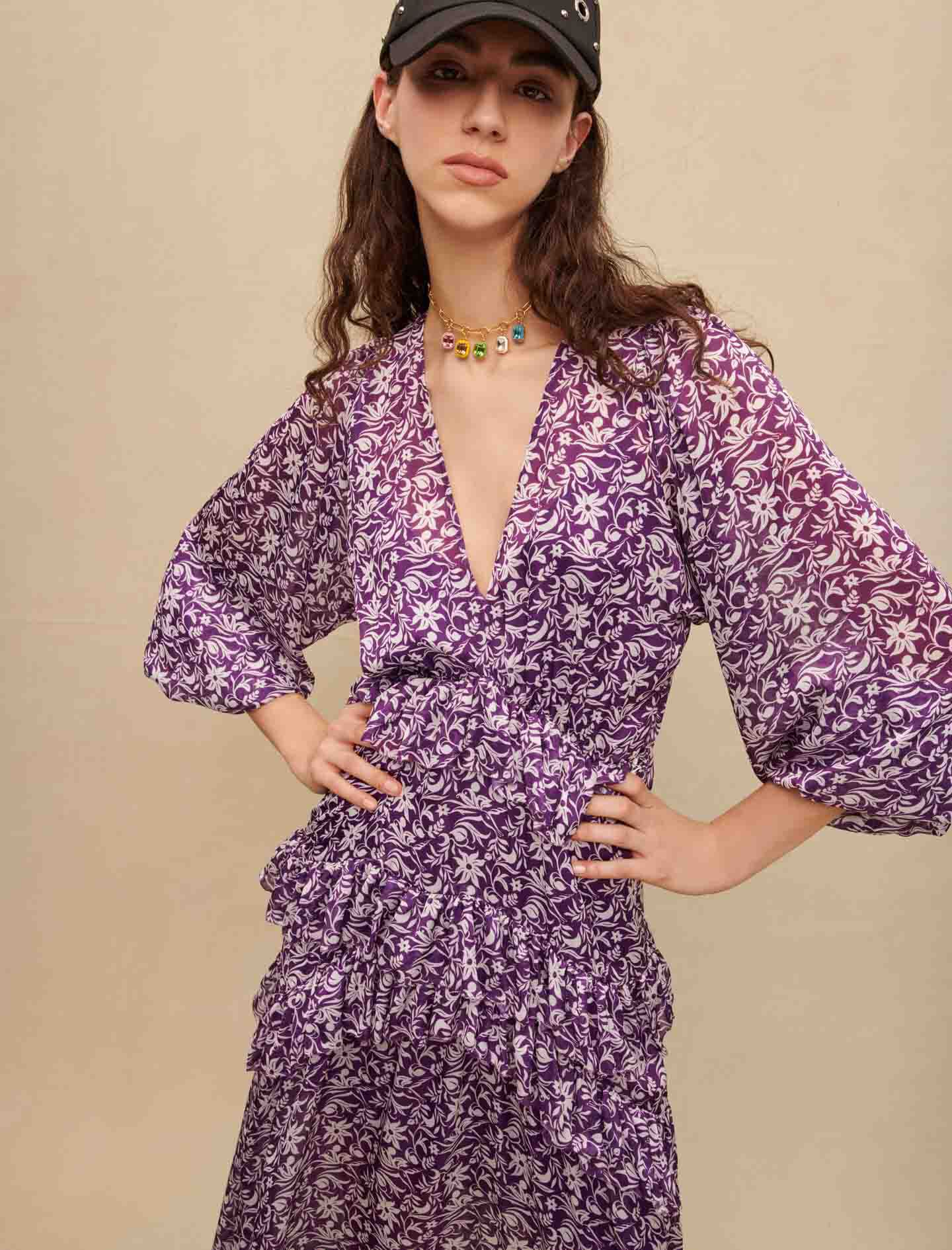 Rochie lungă cu imprimeu floral - Onirique