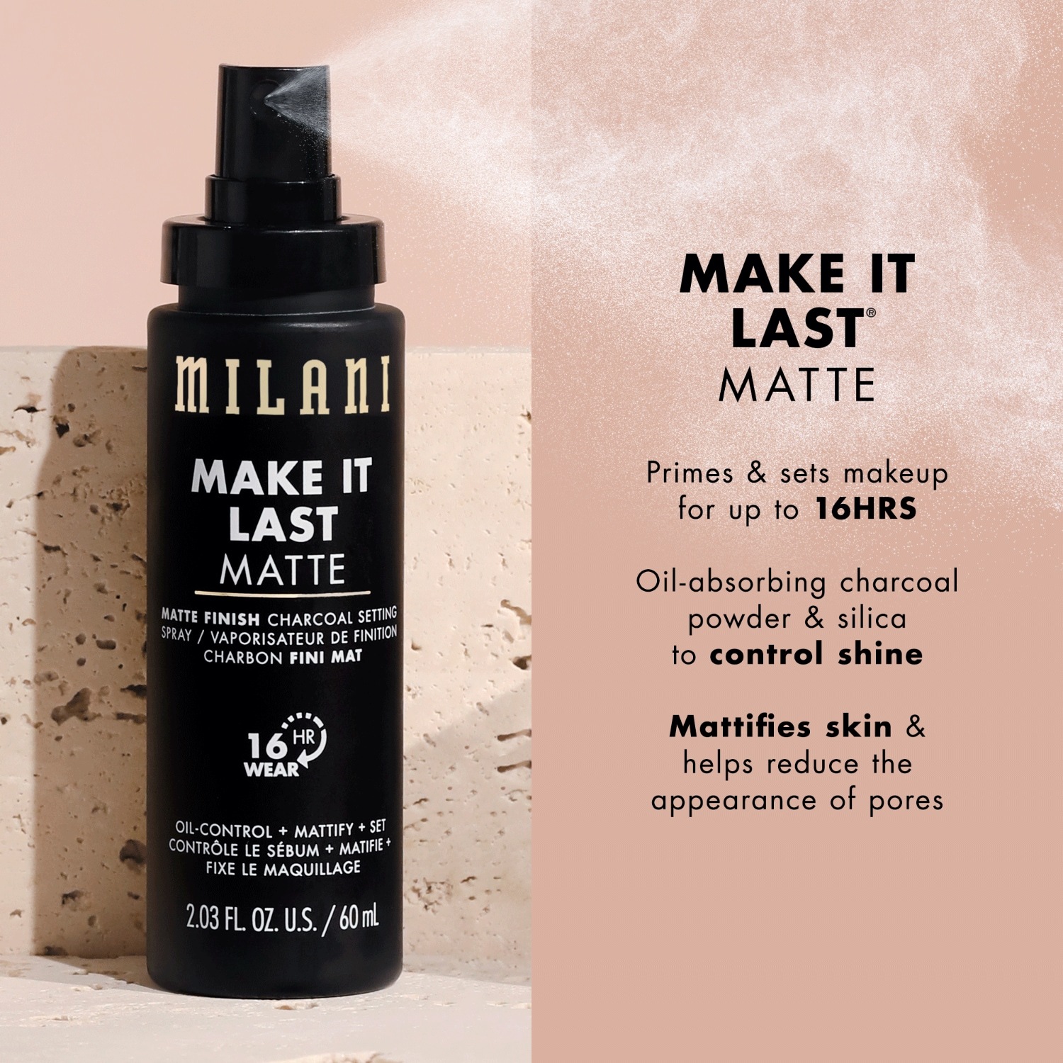 Milani Fixačný sprej Matný Antracit - 60 ml