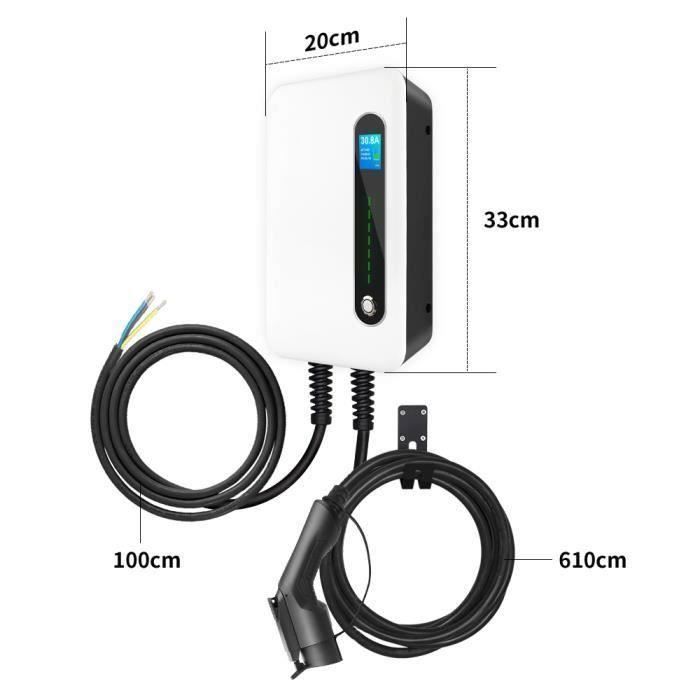 Morec APP 7kW 32A Single-Phase EV Wallbox Charging Station with Bluetooth/Wi-Fi Connection, Type 2 Fast Charging Cable, 6 meters, white