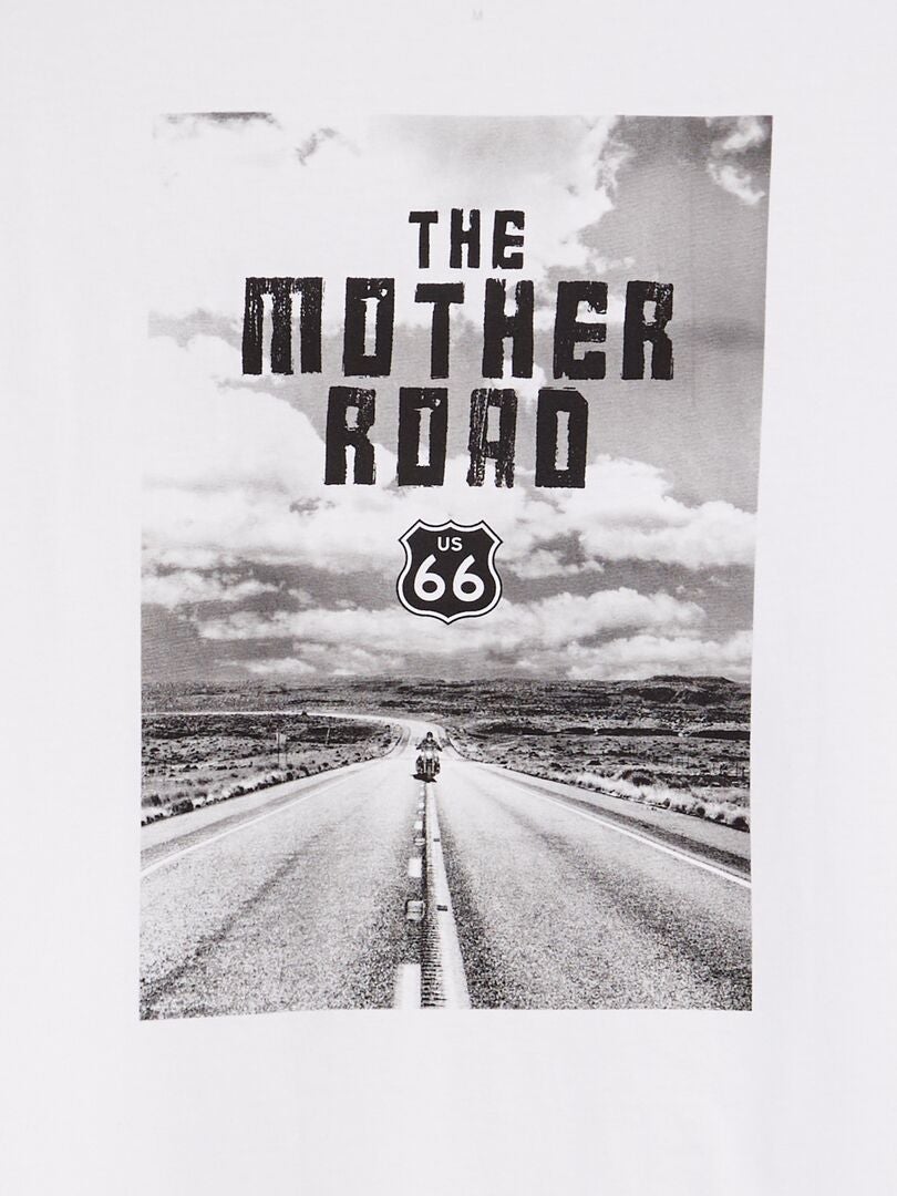Koszulka z nadrukiem „Route 66” – biała
