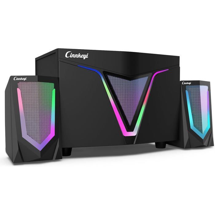 PC speakers with subwoofer - SVATV - 23cm subwoofer - 12cm satellite speakers - Bluetooth - AUX - RGB LED effects