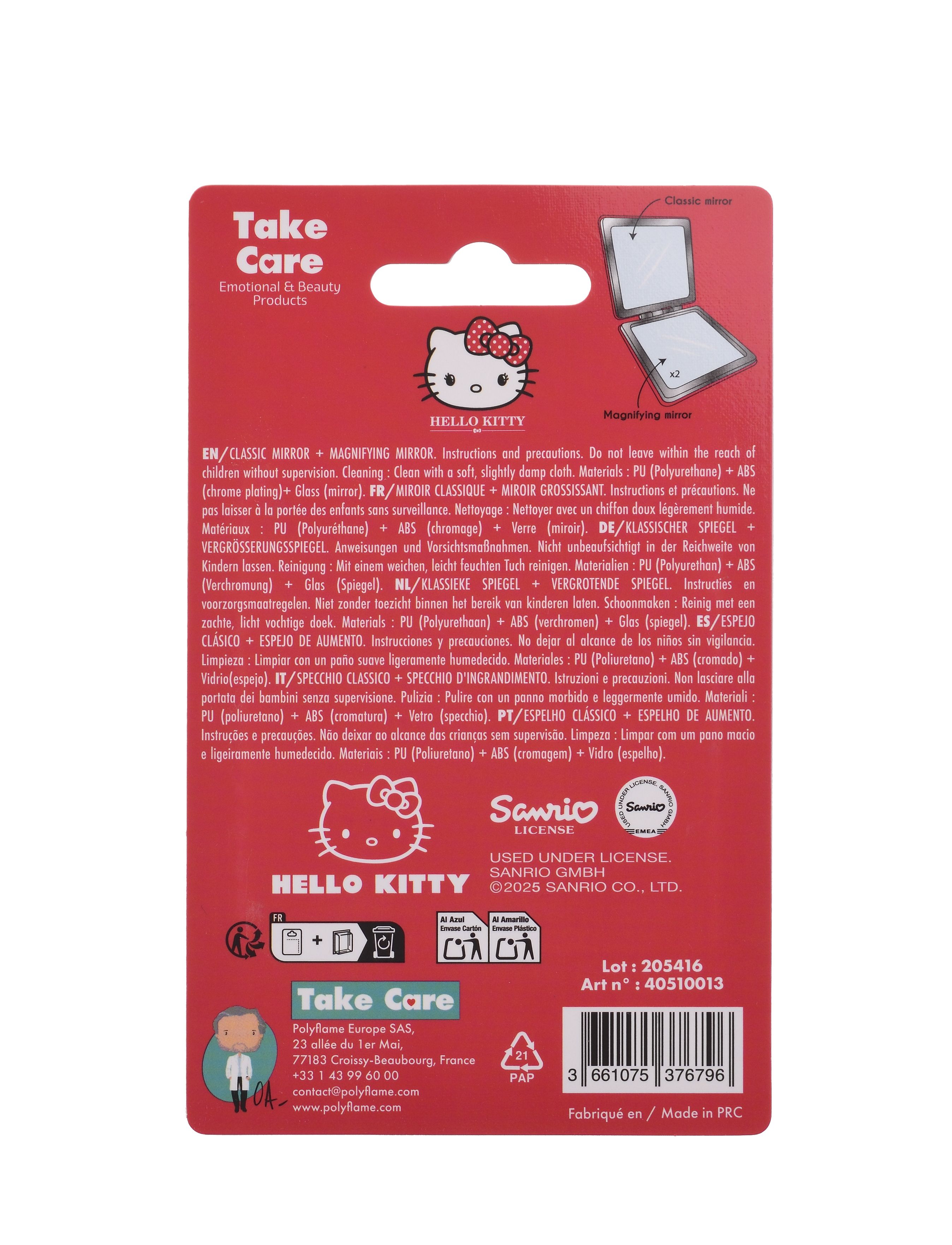 Hello Kitty klasiskais palielināmais spogulis Instrumenti un piederumi