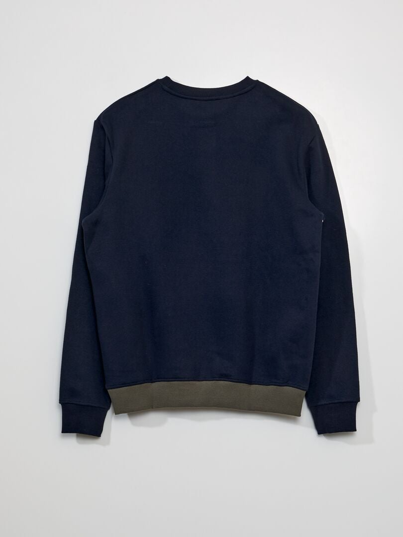 Sweatshirt met kleurblokken van fleece - KHAKI