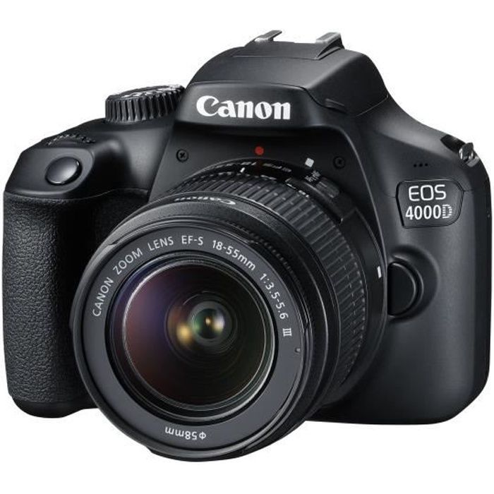 Canon EOS 4000D digitaalinen järjestelmäkamera 18.0 MP APS-C 1080p - 30 fps 3x optinen zoom EF-S 18-55mm DC III -objektiivi…