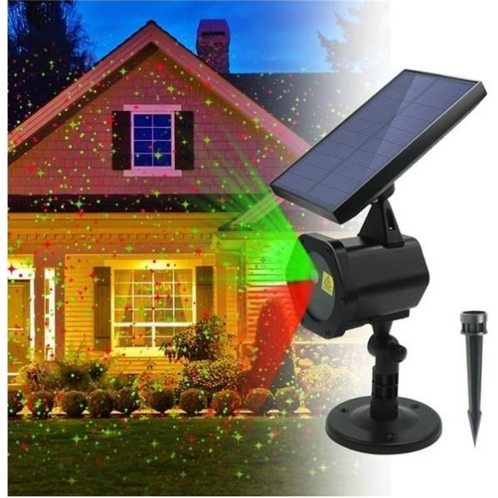 Luces navideñas - DAXGD - Proyector láser LED para exteriores - Alimentación solar - Resistente al agua - Rojo y verde