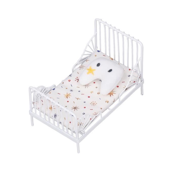 Dollhouse Bed - SALUTUYA - 1:12 Scale Miniature - Star Pattern - 3 Pieces - Easy Assembly