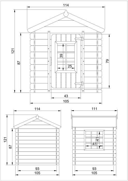Casita de juegos infantil de madera Timbela M570Z-1 - Techo verde - Casita de juegos exterior 111x113xH121cm/0,9 m2