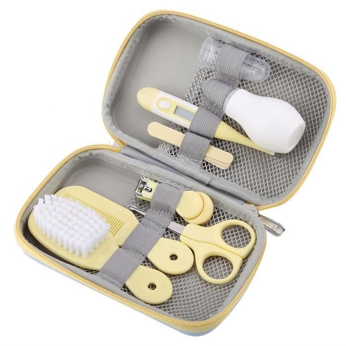 8-Piece Baby Hairbrush Set, Practical Daily Baby Nail Clipper Scissors Comb Manicure Care Kit, Yellow