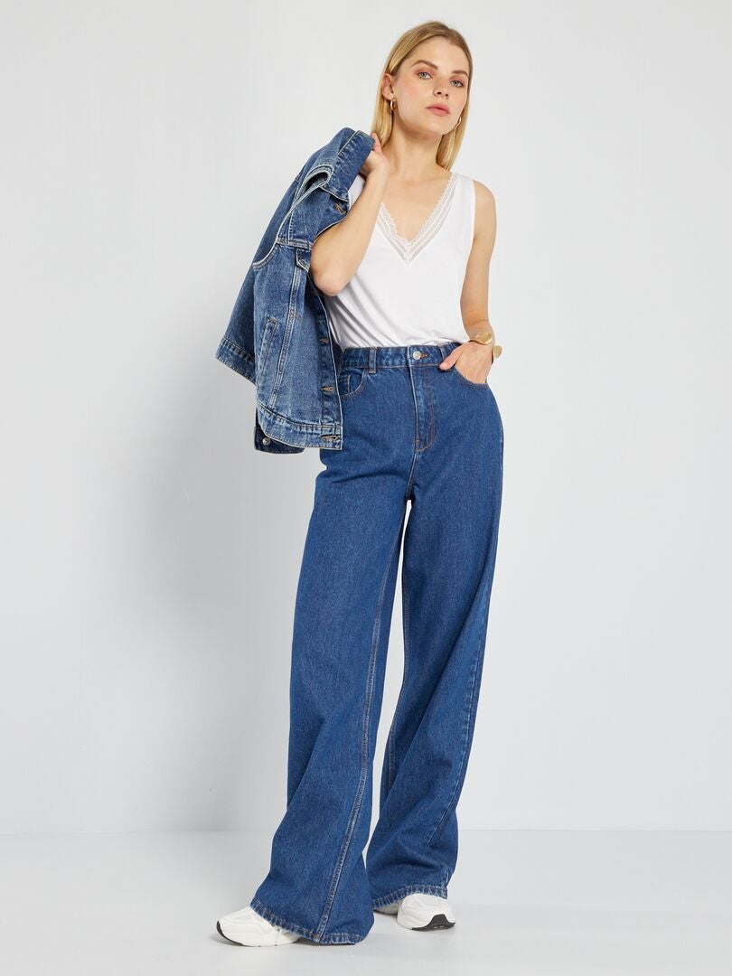 Pantalones vaqueros de pierna ancha - 32L - AZUL