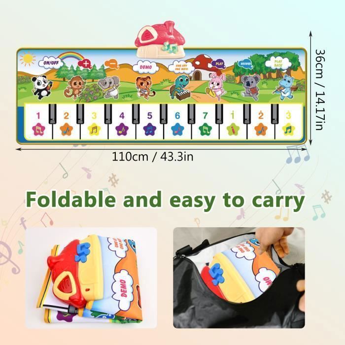 Musikalische Spielmatte für Babys mit 8 Instrumenten, Musikspiele, Bodenklaviermatte für Jungen und Mädchen