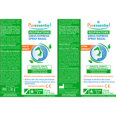 Puressentiel Respiratory Sinus Express Nosní sprej k léčbě příznaků zánětu dutin 15 ml 15 ml