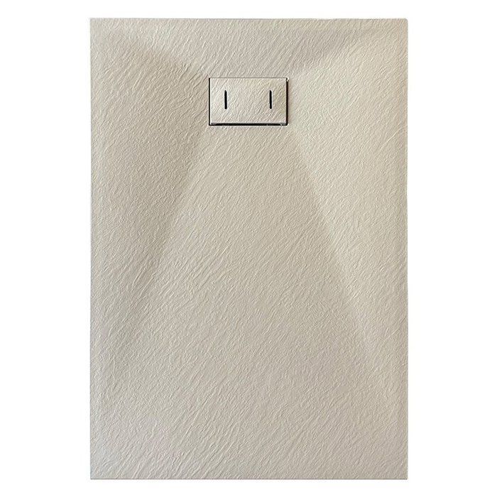 Receveur de douche  SMC en fibre de verre effet pierre avec bonde inclus H. 2,6 cm 90 x 120 Taupe