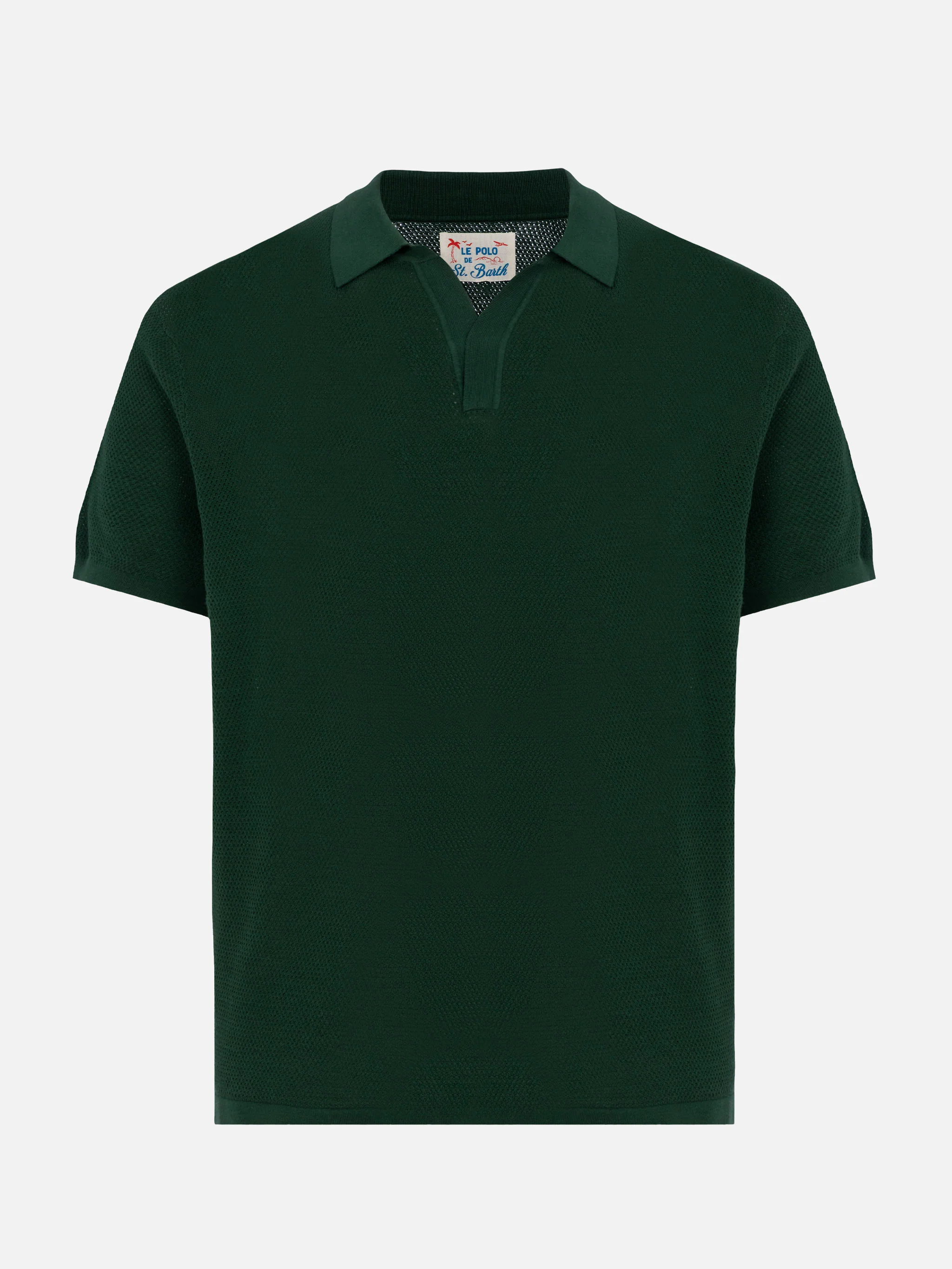 Sloan poloshirt zonder knoopjes in groen mesh