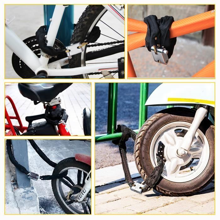 Candado antirrobo de 101 cm para bicicleta, motocicleta, scooter, cadena de acero Ativol para puerta, valla