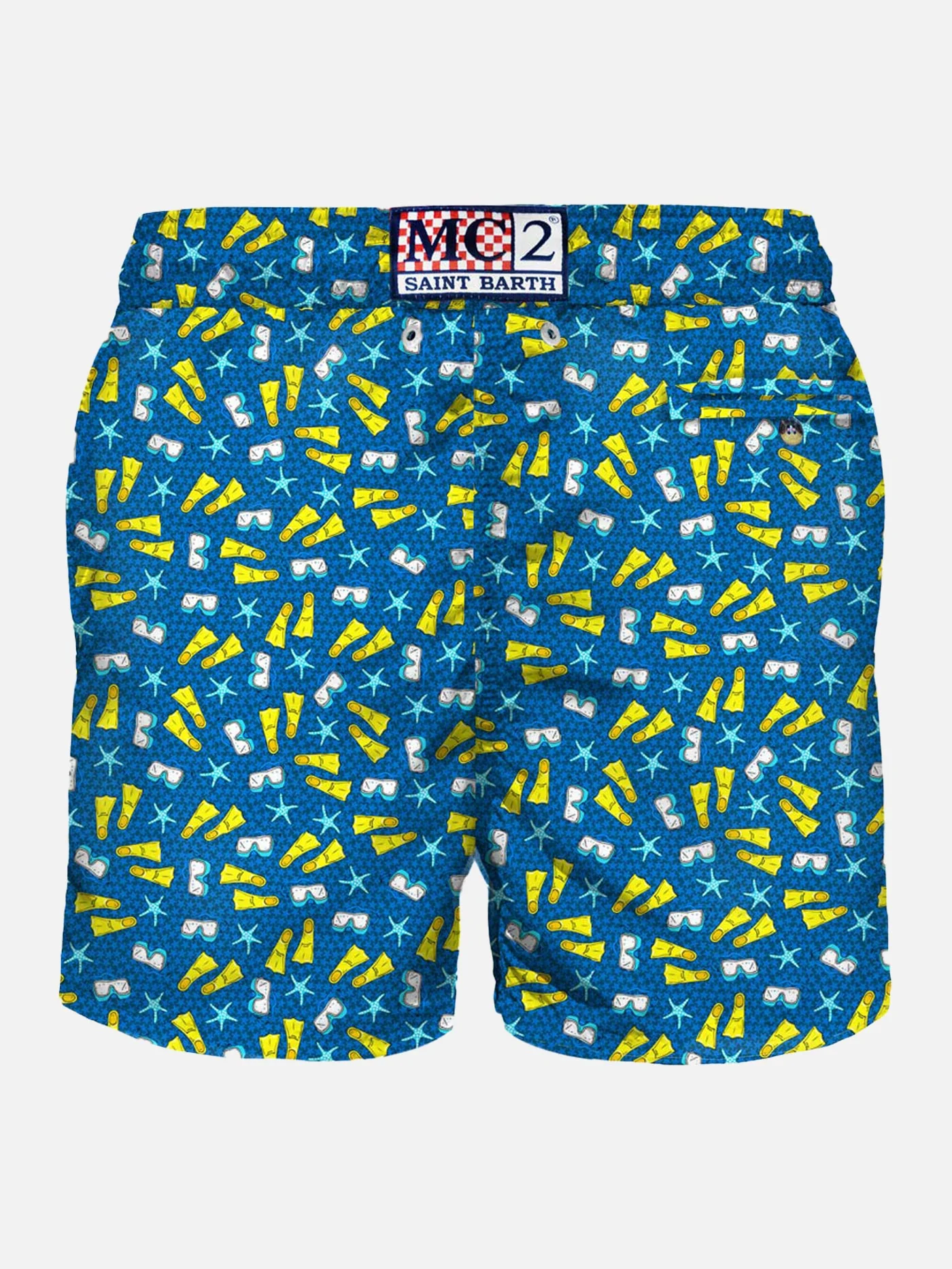 Herrenbadehose aus leichtem Stoff mit Schnorchelmotiv