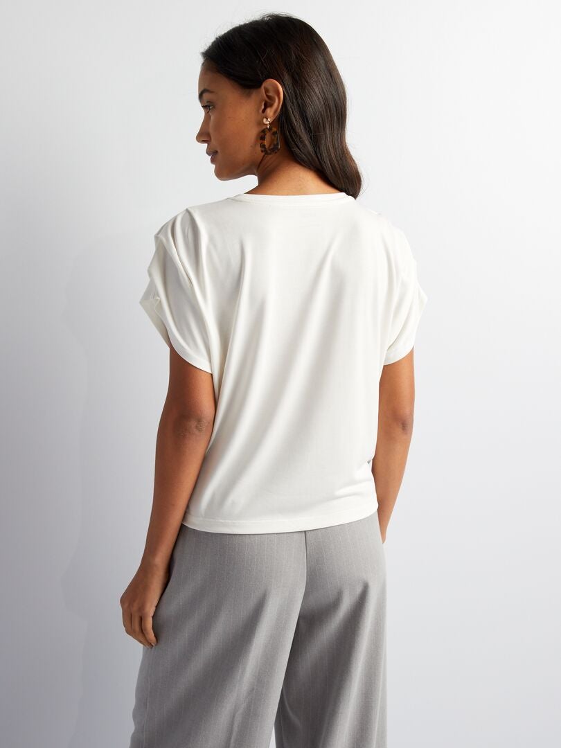 Camiseta con mangas plisadas - BLANCA