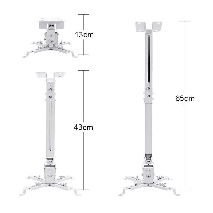 Universel Support de Plafond pour projecteur inclinable +- 15 °, pré-installé, jusqu'à 25 kg capacité 430mm - 650mm