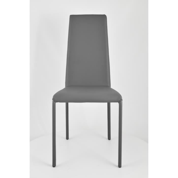 Tommychairs - Chaise cuisine SOPHIE LUX, structure en acier, assise et dossier revêtus en simil cuir gris foncé