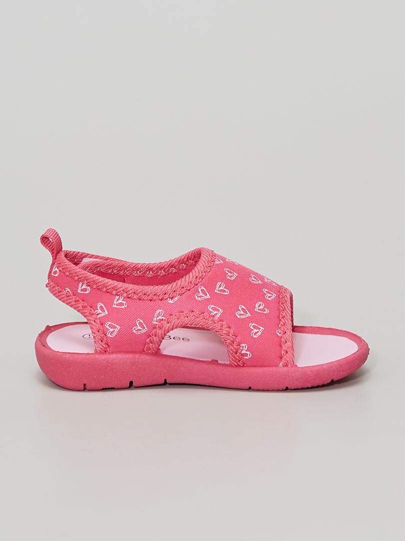 Sandalen van stof met hartjesmotief - ROZE