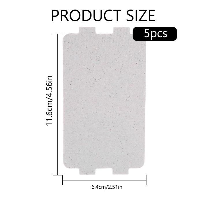 Láminas de mica para microondas - 5 piezas, 116x64 mm - Aptas para la reparación de hornos microondas
