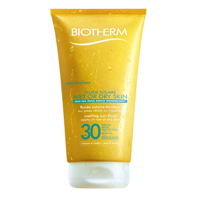 Biotherm Fluide Solaire opalovací krém na mokrou a suchou pokožku SPF 30 na obličej a tělo 200 ml