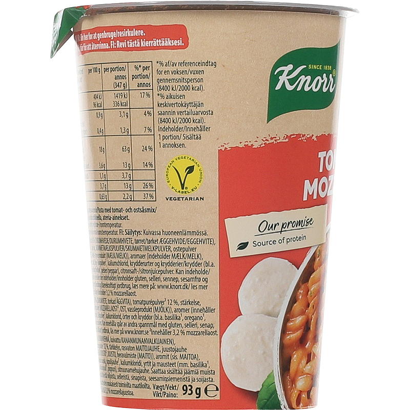 Knorr Tomates et mozzarella, grand format, 93 g