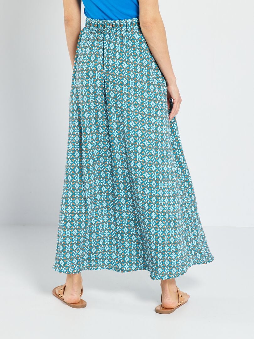 Falda midi de georgette - AZUL