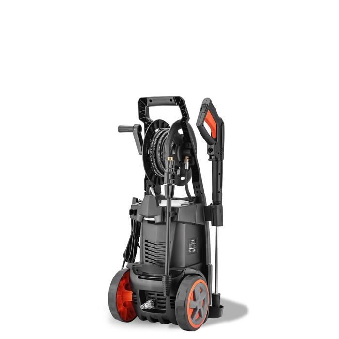 Hidrolimpiadora de alta presión FUXTEC FX-HDRP2500, 2500 W, 195 bar, 7,8 l/min, 468 l/h, carrete de manguera, depósito de limpieza