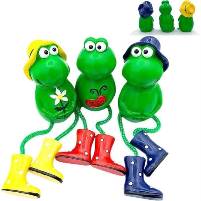 Grenouille Décoration de Jardin,3 pcs Statue de Jardin Grenouille,Figurine Grenouille en Résine,Mini Bassin Pot de Jardin Balcon