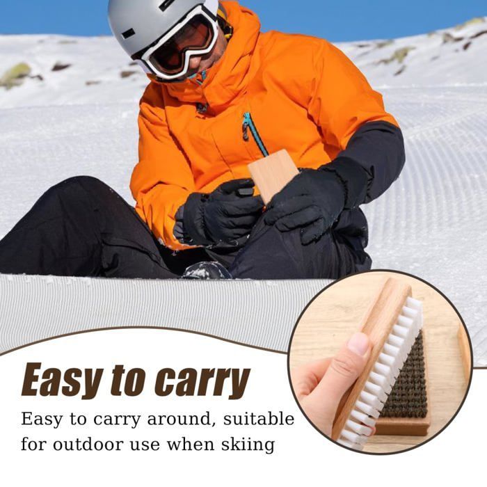 Kit per la pulizia degli sci Lumiryn, 1 pezzo, multicolore, spazzola in nylon e lana, pulizia e manutenzione, accessorio per sci e snowboard