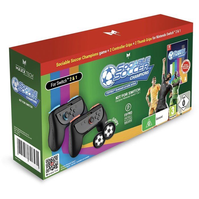 Sociable Soccer Champions Kit for Switch 1 & 2 + Ball Grips - Nintendo Switch Game